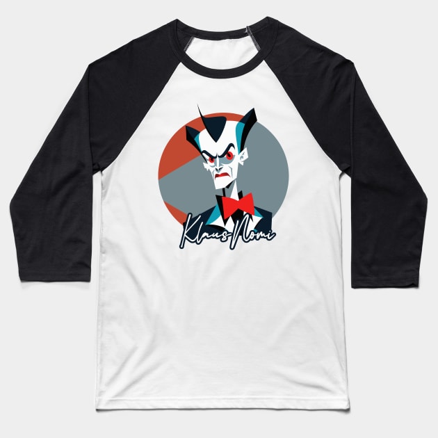 Klaus Nomi / Retro Fan Art Design Baseball T-Shirt by DankFutura